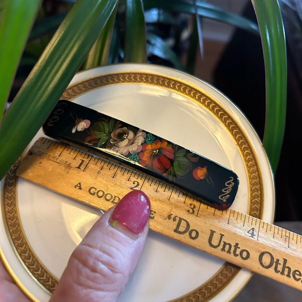 Vintage Russian Hand-Painted Barrette